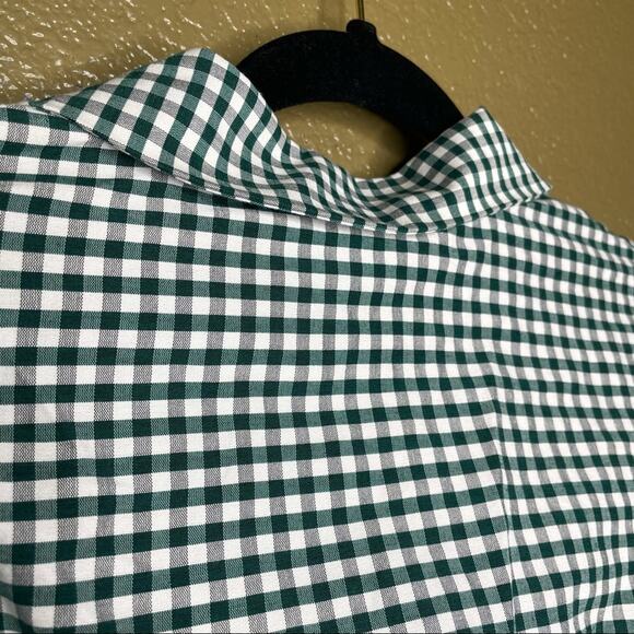 Zara Womens Top Size XS Checkered Green & White Button Down Long Sleeve Shirt - Picture 15 of 15